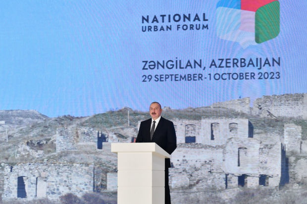 İlham Əliyev Zəngilanda 2-ci Azərbaycan Milli Şəhərsalma Forumunda çıxış edib
